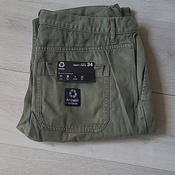 AFENDS NINETY TWOS RECYCLED TWILL RELAXED PANTS CYPRESS 34 NWT IN PKG - Picture 8 of 8